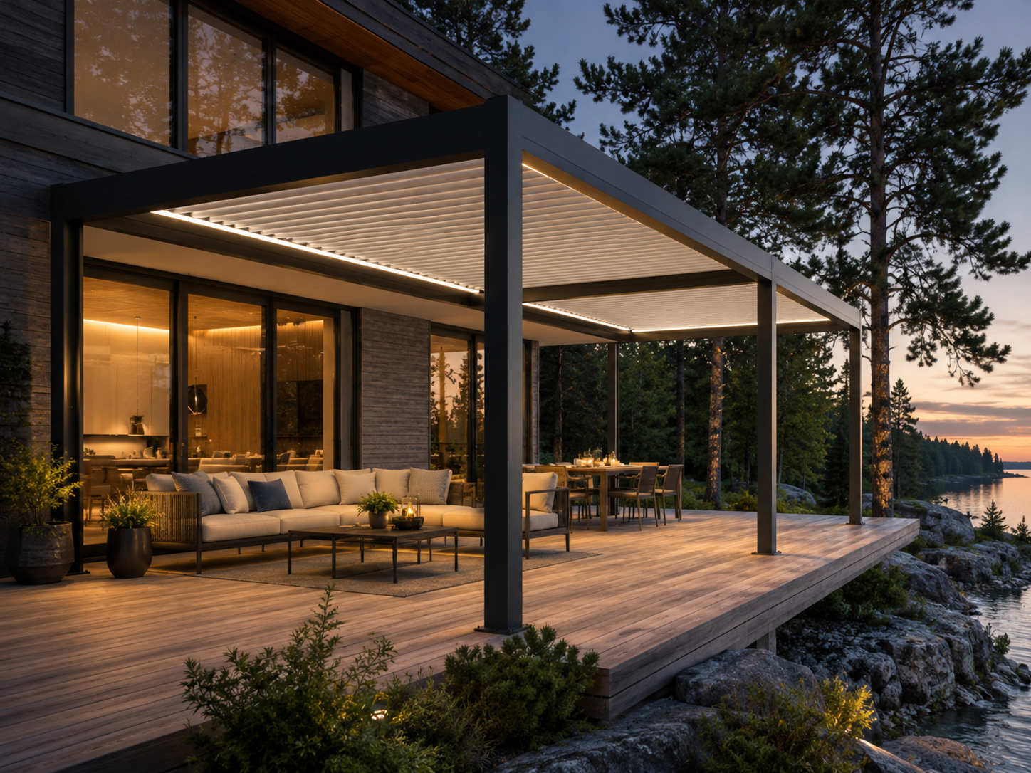 Lakeside retreat with premium pergola structure